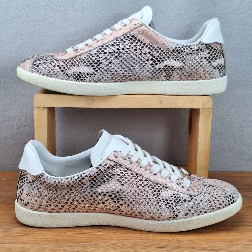 Paige Amy Women's 7 Sneakers Pink Multi Embossed Snakeskin Leather Casual